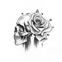 gypsy skull with three roses side profile tattoo design idea