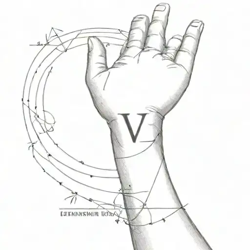 tattoo circling the wrist between the elbow and the palm measuring 5 cm with the initials VL tattoo design idea
