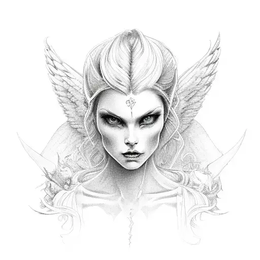 Half angel half devil  tattoo design idea