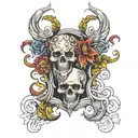 double dead god tattoo design idea