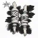 two upper arm bands one black with roman numeral birthdates and the other norse runes tattoo design idea