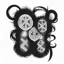 two upper arm bands one black with roman numeral birthdates and the other norse runes tattoo design idea