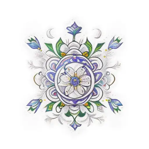 traditional romanian pattern with flowers  tattoo design idea