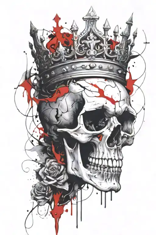 Sleve tatto with skull wearing a crown tattoo design idea