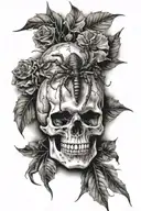 Skull and spider crawling tattoo design idea