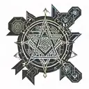 Mixture of 4 Hebrew religions   tattoo design idea