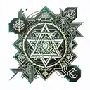Mixture of 4 Hebrew religions   tattoo design idea