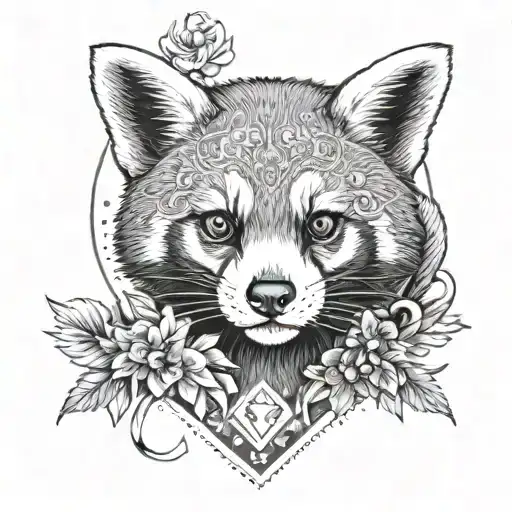A mystical Dungeons and Dragons inspired tattoo featuring a red panda companion tattoo design idea
