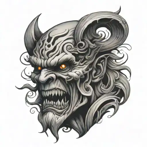 The emotion of fear and anger is the head tattoo design idea