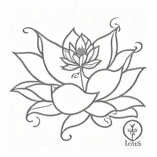 Lotus with cross and signed maranatha and dot's circle  tattoo design idea
