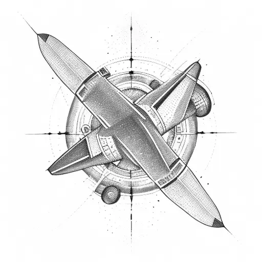 armband of a plane landing with its trail as a chemical compound of dopamine tattoo design idea