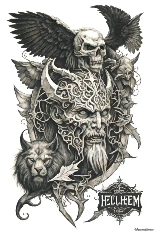Helheim and Hel tattoo design idea