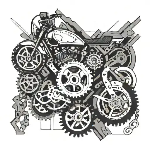 Combine elements of motorcycle gears and chains with abstract geometric shapes tattoo design idea