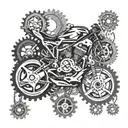 Combine elements of motorcycle gears and chains with abstract geometric shapes tattoo design idea