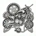 Combine elements of motorcycle gears and chains with abstract geometric shapes tattoo design idea