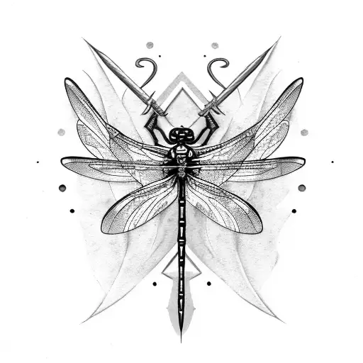 a Nordic sword with dragonfly wings tattoo design idea
