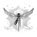 a Nordic sword with dragonfly wings tattoo design idea