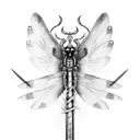 a Nordic sword with dragonfly wings tattoo design idea