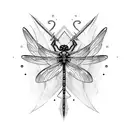 a Nordic sword with dragonfly wings tattoo design idea