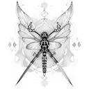 a Nordic sword with dragonfly wings tattoo design idea