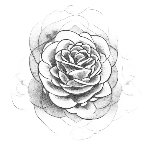 Red camellia tattoo design idea