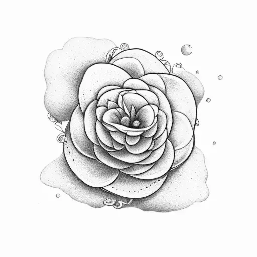 Red camellia tattoo design idea