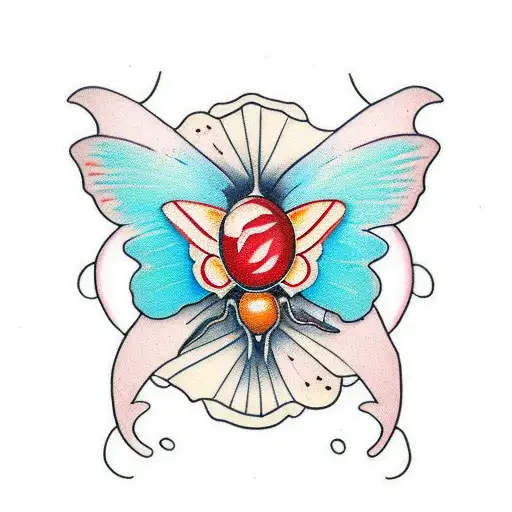 red lips and a butterfly tattoo design idea
