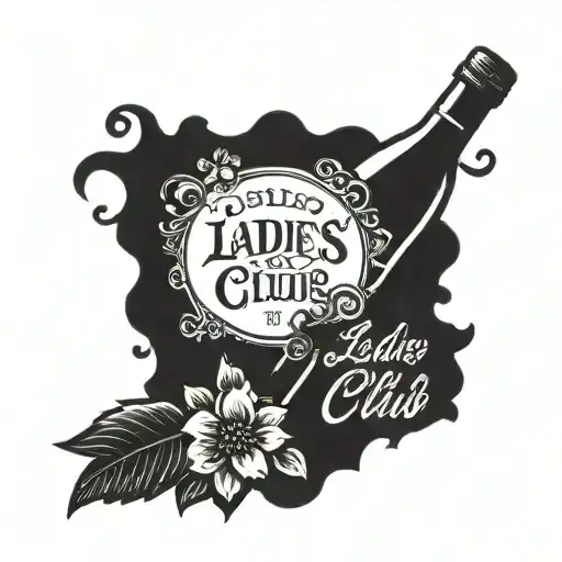 Vintage Wine Label that says Ladies Wine Club, Established 2015  tattoo design idea