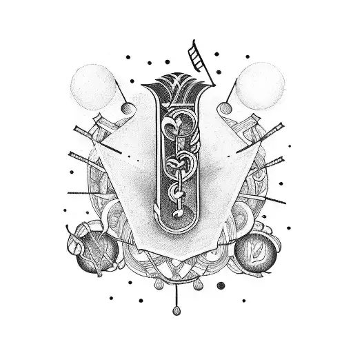 A tarot card deck with music notes incorporated into the design tattoo design idea