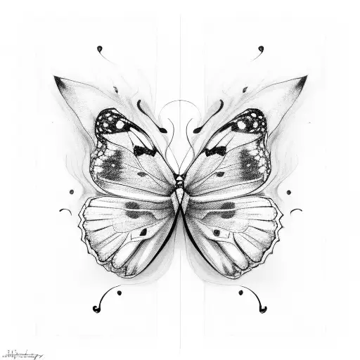 butterfly and in the butterfly at the left Joker and at the right Harley quinn tattoo design idea