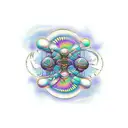 hallucinogenic mushrooms, fractal images, DMT molecule tattoo design idea