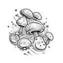 hallucinogenic mushrooms, fractal images, DMT molecule tattoo design idea