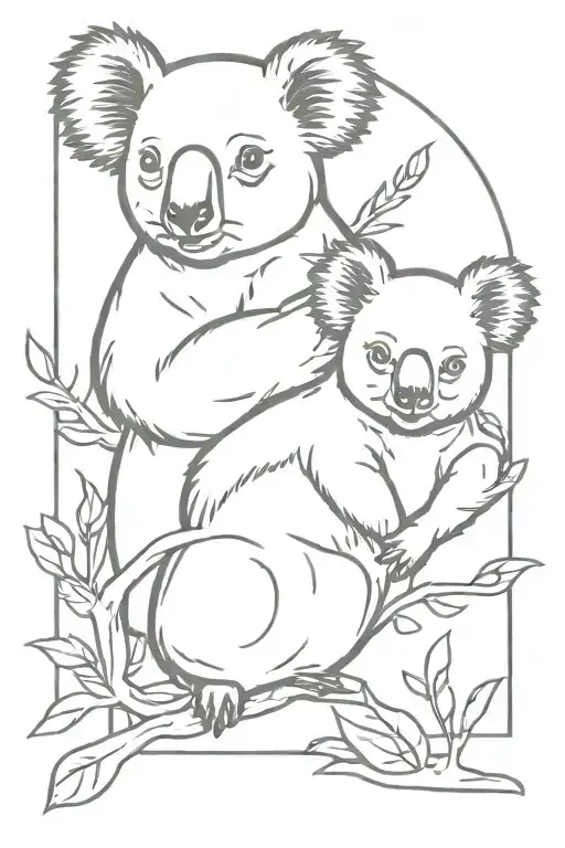 koala and wombat with speed sign intertwined tattoo design idea