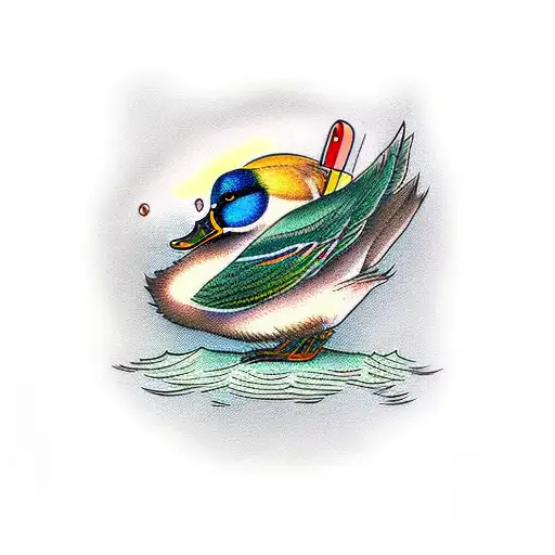 mallard with a switchblade tattoo design idea