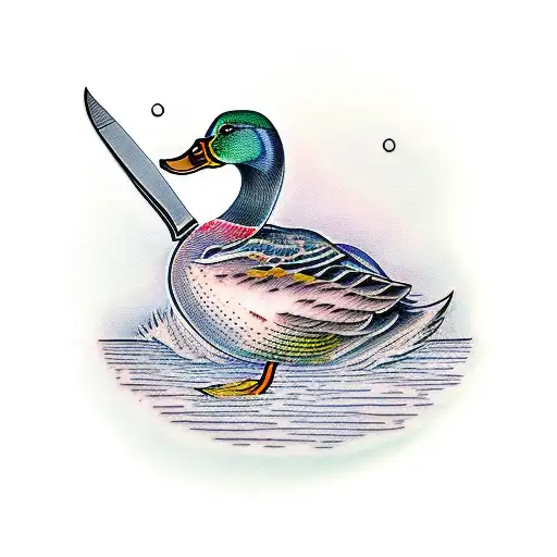 mallard holding a knife  tattoo design idea