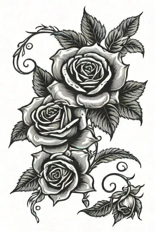 rose vine names tattoo design idea