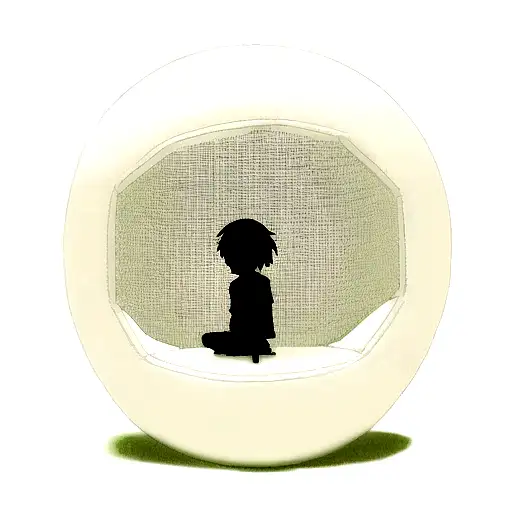 silhouette of little kid sitting with soccer ball facing the back with a goal in front of them tattoo design idea