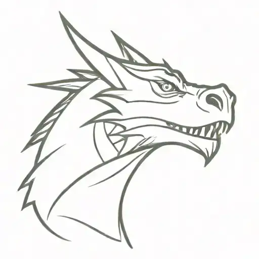dragon face front profile with mouth open tattoo design idea
