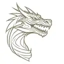 dragon face front profile with mouth open tattoo design idea