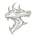 dragon face front profile with mouth open tattoo design idea