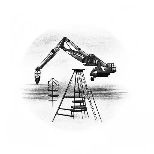 Construction crane against a sunset c tattoo design idea
