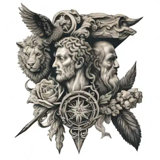 4 symbols of stoicism  tattoo design idea