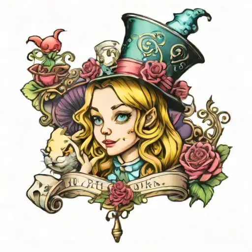 Alice in wonderland tattoo design idea