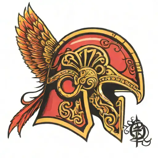 Sparta style helmet front over heart tattoo design idea
