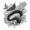 A tattoo design combining elements of anime characters and Korean traditional patterns tattoo design idea