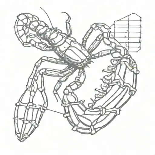 curved lobster trap tattoo design idea