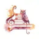 sugar owl, piano keys, music notes floating, treble clef tattoo design idea