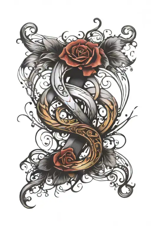 Tattoo Design Description: 1. Central Element – The Infinity Symbol with a Twist:  At the heart of the design is an infi tattoo design idea