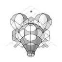 hot air balloon split in 3 parts with hexagons tattoo design idea