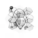 hot air balloon split in 3 parts with hexagons tattoo design idea